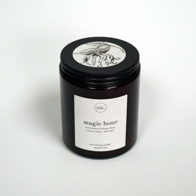 Bougie 'Magic Hour' – Huiles Essentielles Pures – Cire de Soja – 180ml