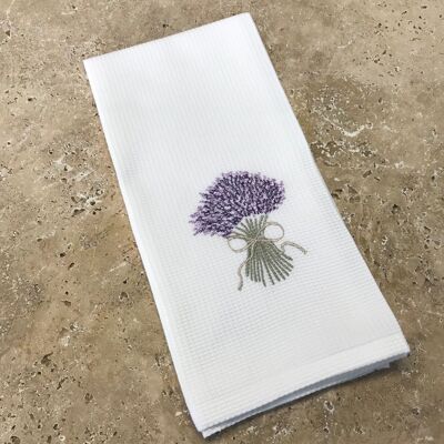 NEUW BOUQUET paño de cocina y toalla de mano de algodón bordado blanco