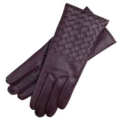 Gants en cuir aubergine Trani