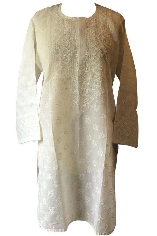 Waterlily Embroidered Cotton Kaftan