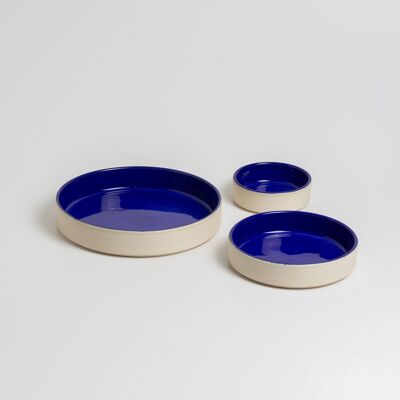 Servierschalen Blau - 3er-Set - Schalen aus Keramik - Handgefertigt
