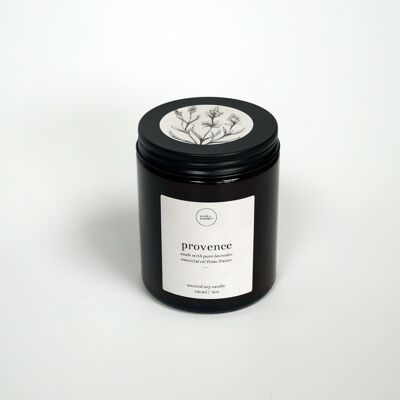 Bougie Parfumée 'Provence' – Huile Essentielle Pure de Lavande – Cire de Soja – 180ml