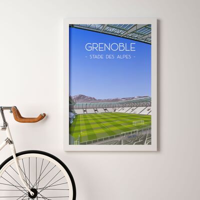 Cartel de fútbol de Grenoble estadio de los Alpes