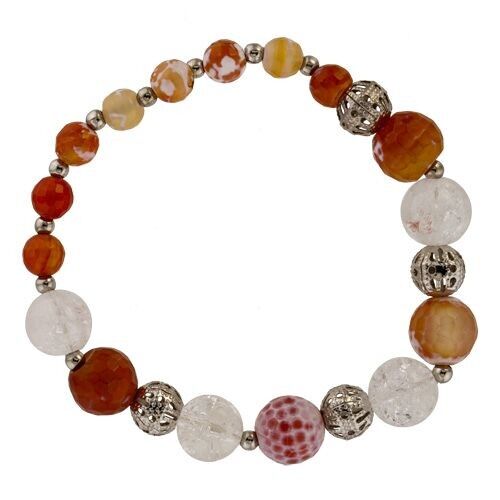 Bracelet fac. fire agate/cr. Rock crystal