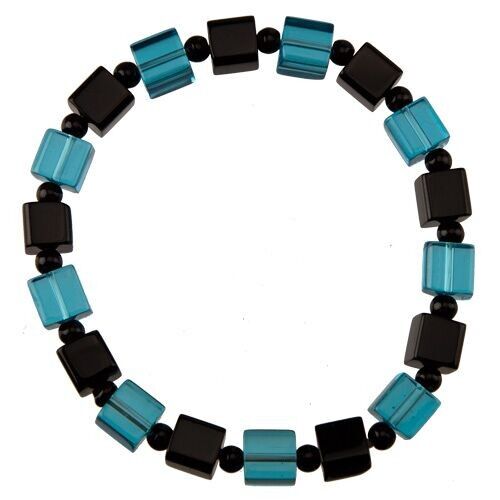 Bracciale in vetro, cubo, blu-nero