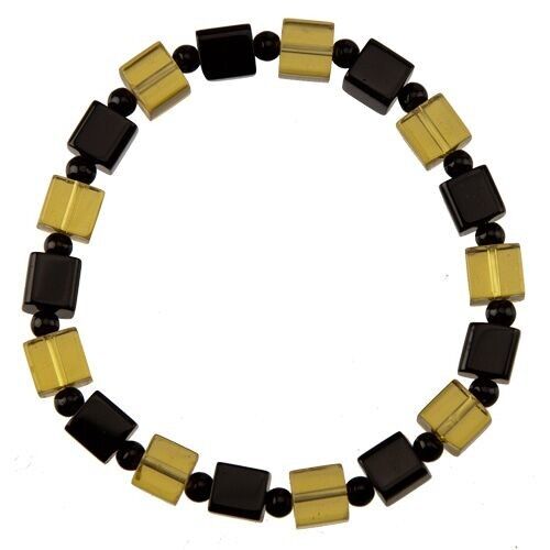 Bracciale in vetro, cubo, giallo-nero
