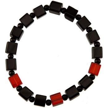 Bracelet verre, cube, rouge-noir 1