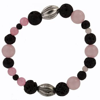 Bracelet lave/quartz rose 1