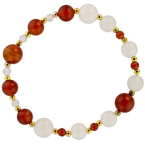 Bracelet white jade/red agate