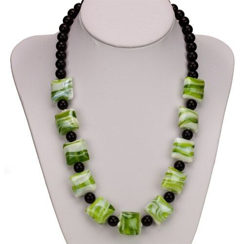 Collana Cara, Quadrato Verde 16x8mm