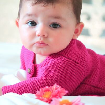 Babystrickjacke aus 100% Merinowolle - Alpenrose