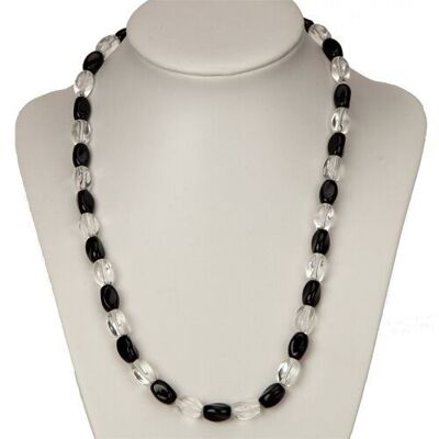 Collier en verre, noir et clair