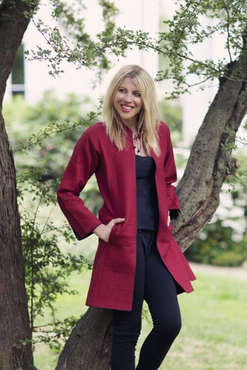 Red Quilted Silk Jacket