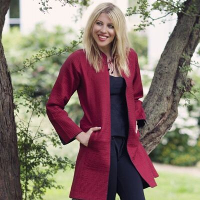 Red Quilted Silk Jacket