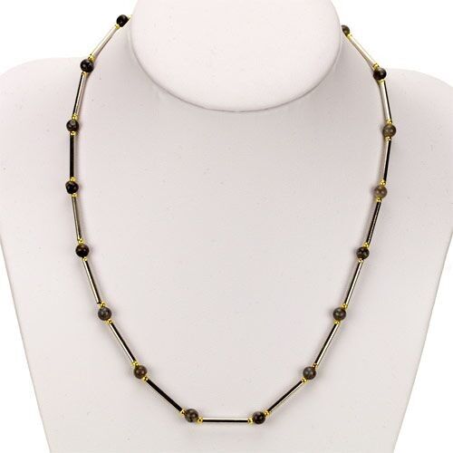 Catena ad asta labradorite nera 4mm