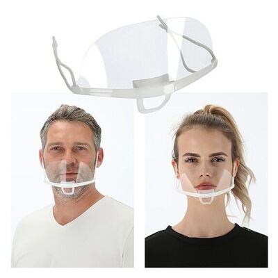 Visiera per bocca e naso, di dimensioni regolabili, in plastica (L/A) 14x10 cm