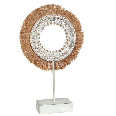 RESIN DISC WITH FRINGES ON WOODEN SUPPORT 29.5X9X48CM HM102213