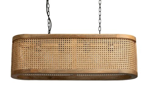 LAMPARA COLGANTE MADERA/RATTAN 80X24X28CM HM111001