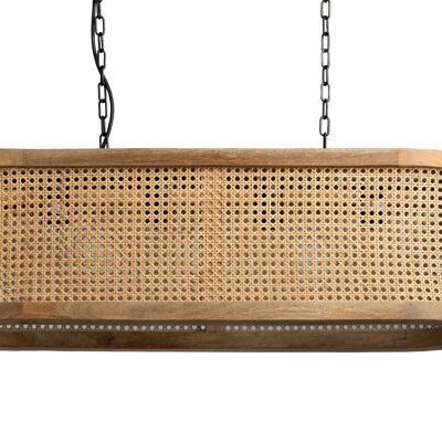 LAMPARA COLGANTE MADERA/RATTAN 80X24X28CM HM111001