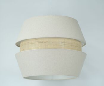 LAMPE À SUSPENDUE AVEC ÉCRAN BEIGE/ROTIN 44X44X34CM HM111105 2