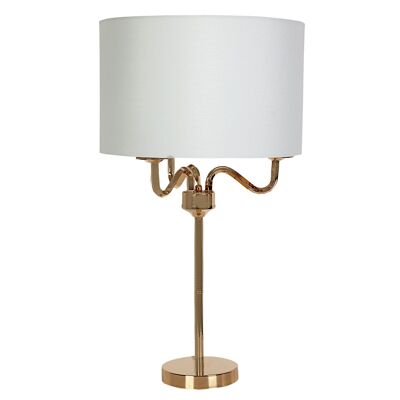 LAMPADA DA TAVOLO IN METALLO DORATO CON SCHERMO BEIGE HM111107