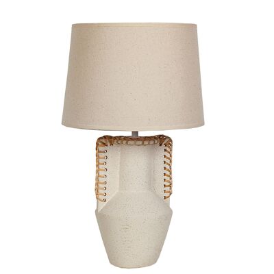 RUSTIC CERAMIC LAMP WITH WICKER HANDLES WITH SCREEN HM111108