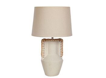 LAMPE RUSTIQUE EN CÉRAMIQUE AVEC POIGNÉES EN OSIER AVEC ÉCRAN 29X29X47CM HM111108