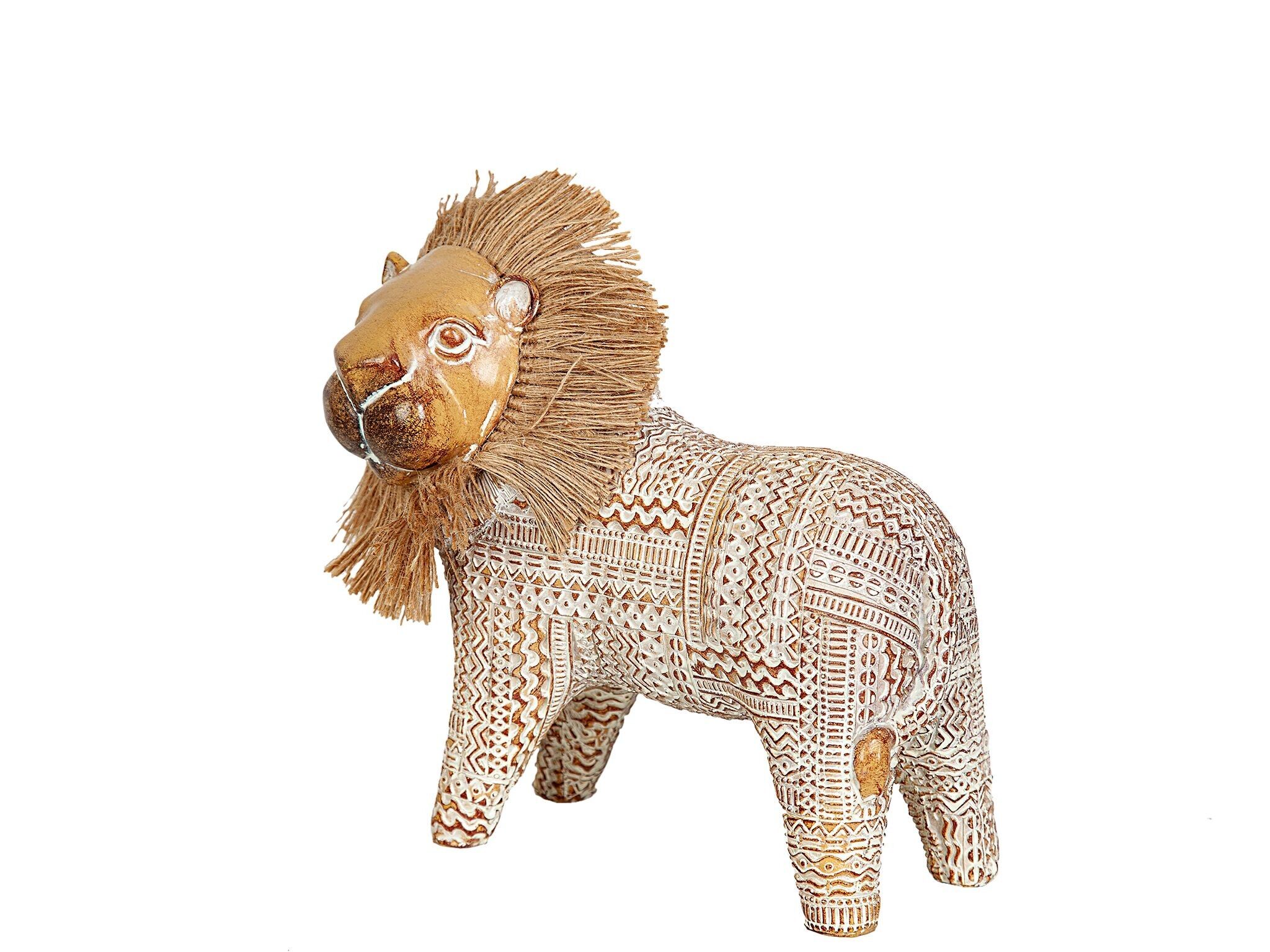 LÖWENFIGUR AUS HARZ MIT HAAR HM102210