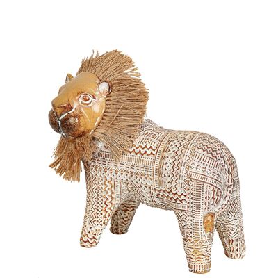 FIGURA LEONE IN RESINA CON CAPELLI 26X13.5X26.5CM HM102210