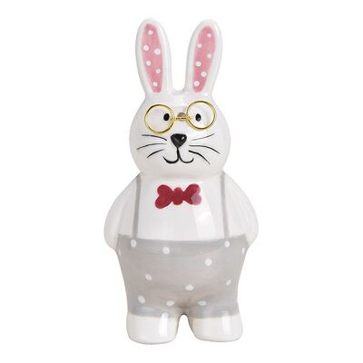 White ceramic bunny with glasses