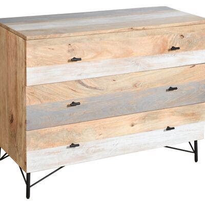 WOOD/METAL CHEST OF 3 DRAWERS HM181016