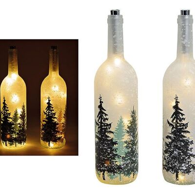 Glasflasche Winterwald 10er Led Beleuchtung aus Glas Weiß 2-fach, (B/H/T) 9x35x9cm