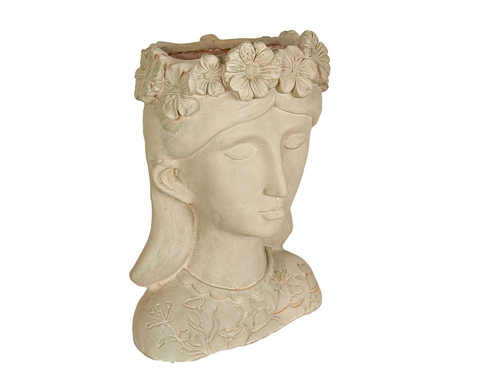 BÜSTE/TOPF FRAU BLUMEN HARZ HM192502