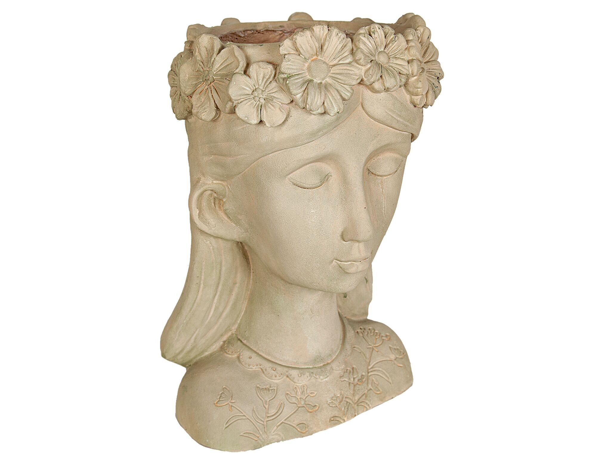 BÜSTE/TOPF FRAU BLUMEN HARZ HM192505