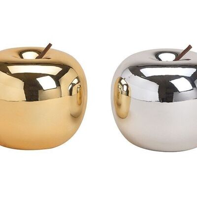 Apple made of ceramic gold, silver 2-fold, (W/H/D) 13x13x13cm