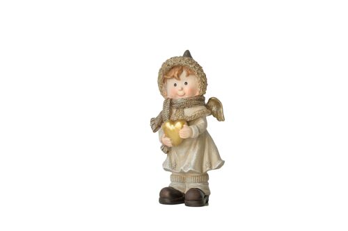 FIGURA NIÑA C/CORAZON RESINA 13X12X24CM HM192523