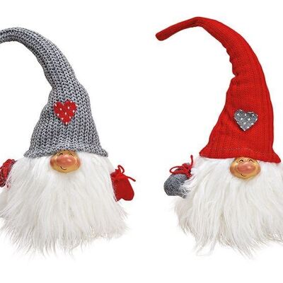 Gnomes made of textile/plush, 2 assorted, W20 x D20 x H25 cm