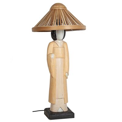 JAPANESE WOODEN LAMP/FIGURE WITH RATTAN PANT 20X20X70CM HM472292