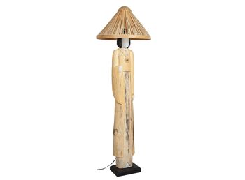 LAMPE/FIGUR JAPONAIS EN BOIS AVEC PANTALON EN ROTIN 20X20X160CM HM472293 1