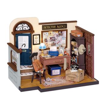 DIY House Mose's Detective Agency avec éclairage LED, Robotime, DG157, 20×12.8×15.8 cm 1