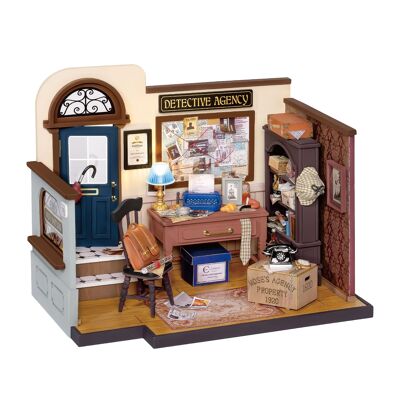 DIY House Mose's Detective Agency with LED lighting, Robotime, DG157, 20×12.8×15.8cm