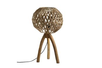 LAMPE DE TABLE TRÉPIED EN BOIS TEKA 40X40X40CM HM472415