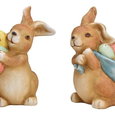 Bunny with Easter eggs made of brown clay 2-fold