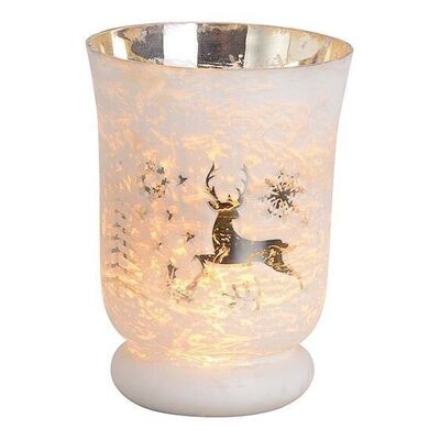 Decorazione natalizia lanterna in vetro bianco (L/A/P) 10x15x10cm
