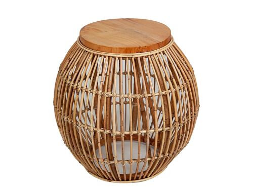 MESA REDDA RATTAN TAPA MADERA 45X45X50CM HM472498