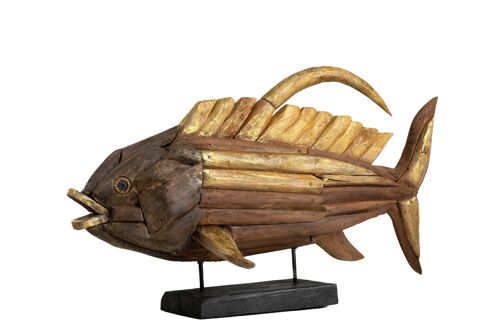 FIGURA PEZ MADERA/DORADO EN SOP. METAL 80X20X50CM HM472512