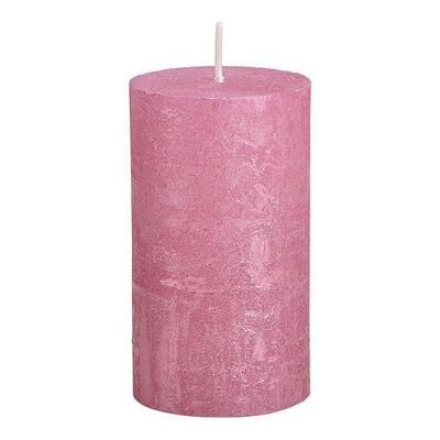 Candle shimmer finish made of wax pink / pink (W / H / D) 6.8x12x6.8 cm