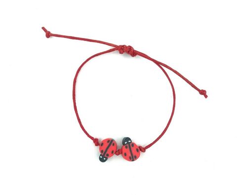 sustainable kids bracelet ladybird red - handmade in Nepal