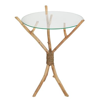 REDDA TEAK BRANCHES TABLE W/GLASS HM472525