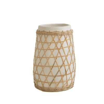 VASO IN CERAMICA A GRIGLIA RATTAN HM472538